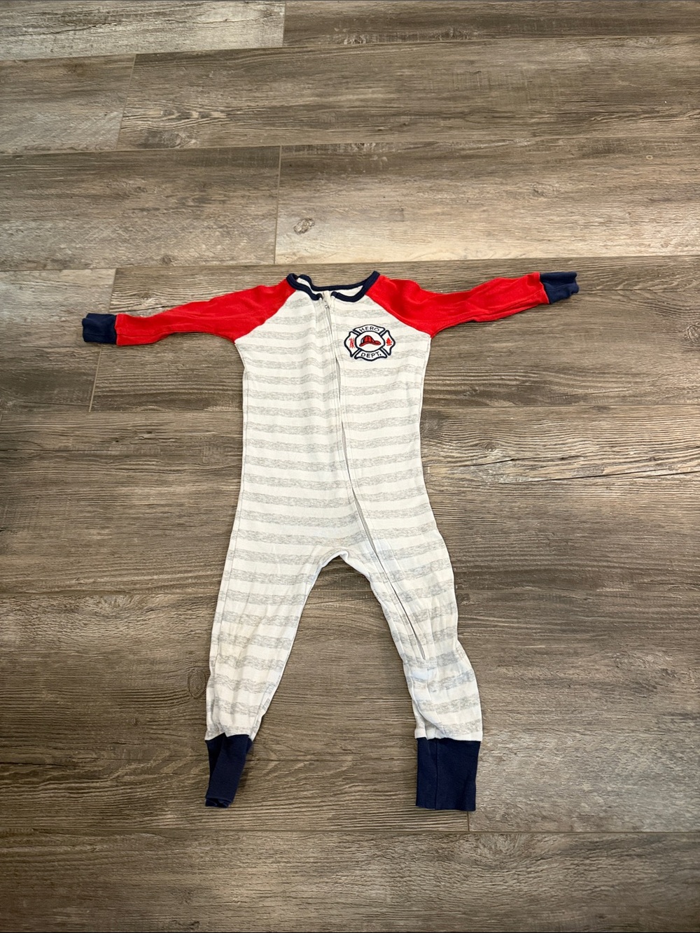 Kids Headquarters Red & White Striped One-Piece Footsie